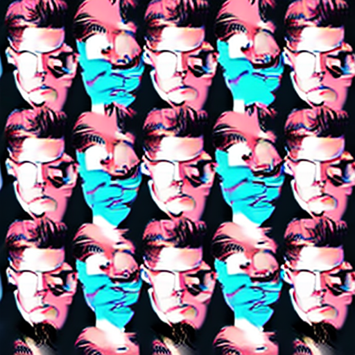 Digital portrait of a confident male, drawn in bold shades of pink and soft blue against a dark navy background, emphasizing strength and intensity in the eyes, modern, graphic illustration style with minimalistic facial features --ar 9:16