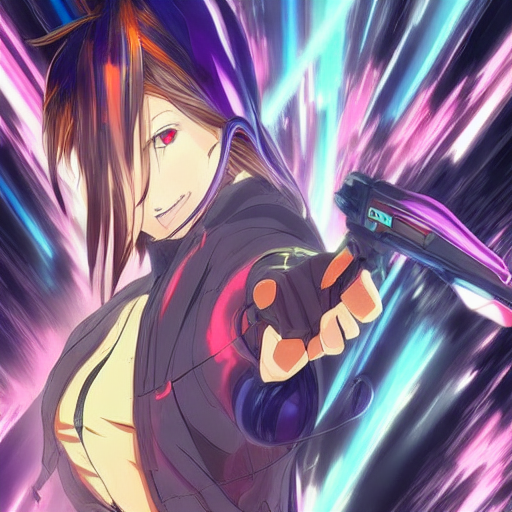 A futuristic anime filled with excitement, portraying a determined individual with vibrant black hair, man, blue eyes, pan shot shot, in the style of barclay shaw, gabriel metsu, gail potocki, purple and blue, surrounded by radiant lights, neon and electric blue, synthwave art influence, 32k, uhd, sharp focus --ar 2:3 --niji 5 --q 2