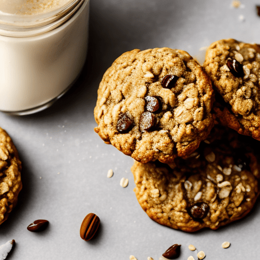 Oatmeal cookies with flax seeds and honey isolated on white background