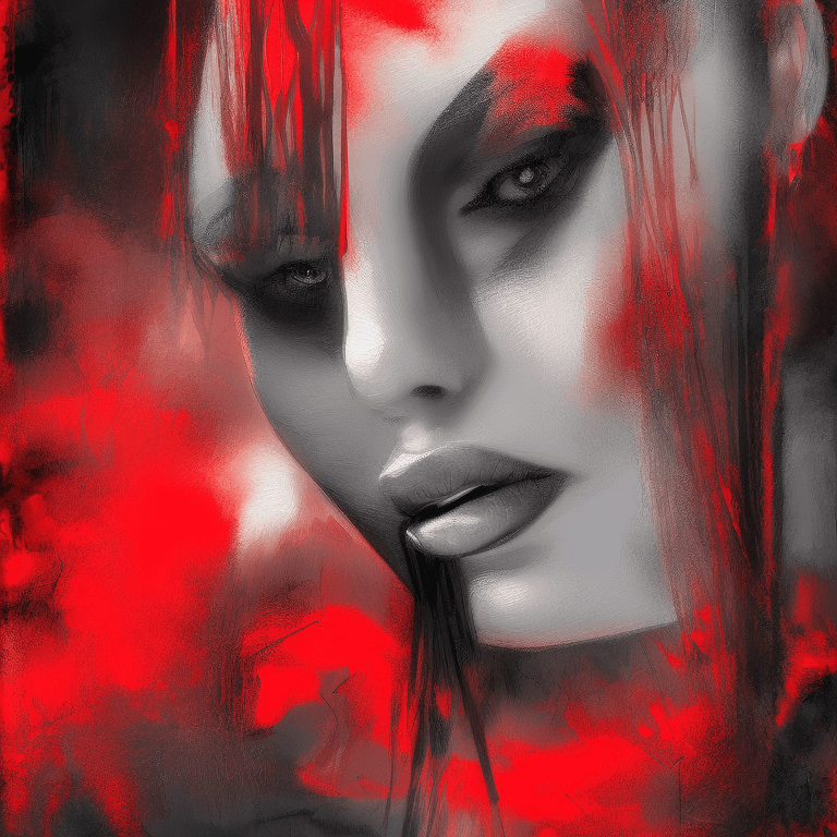 Assassin, digital painting, contemporary era, rich and vibrant color palette with dominant tones of red, dark, and black, alongside accentuating highlights to suggest depth and dimension.