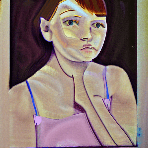 Portrait of girl with no expression style of inge schuster