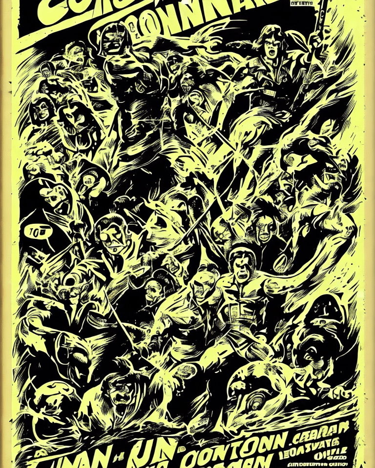 A retro horror comic style poster, conan