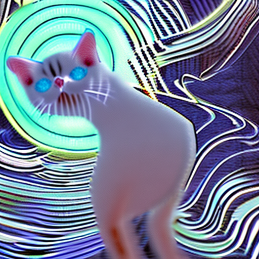 An anthropomorphic cat wearing white linen is depicted in an action pose, swirling water with an arrow symbol in cat hand, floating above a street in a dark city alleyway, swirling magic effects and swirling energy waves surround cat, with a blue glow on cat face and body, looking at the camera, hyper detailed, movie still, ultrawide