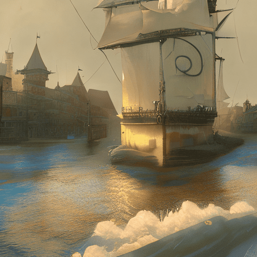 Photo of a ultra realistic sailing ship, dramatic light, pale sunrise, cinematic lighting, battered, low angle, trending on artstation, 4k, hyper realistic, focused, extreme details, unreal engine 5, cinematic, masterpiece, art by studio ghibli, intricate artwork by john william turner. First picture must have a cat smoke a cigare on a big dog