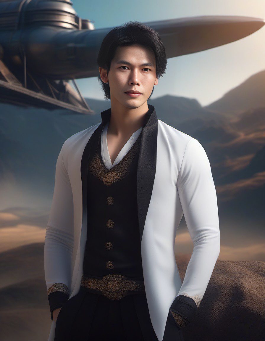 Gorgeous boy, high quality masterpiece, exquisite eyes, game cg, 4k image quality, tyndall effect, beautiful detailed eyes, magic, beautiful detailed sky, jewel-like eyes, gorgeous clothes, detailed light and shadow, moonlight, airship, outspace, captain.