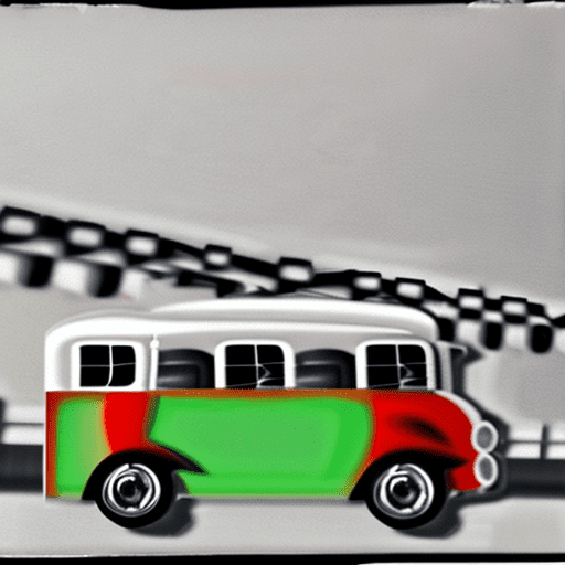 One horizontal beer bottle that looks like a bus on wheels, nombre en la etiqueta cerveza costeña. Con un mar