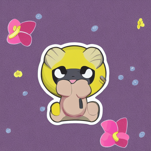 A sticker with a cartoon animal holding a flower, cute tropical bird, kawaii cutest sticker ever, kawaii tropical bird, telegram sticker, smol tropical bird wearing smol hat, cute single animal, telegram sticker design, cute axolotl, smol, style of cute pokemon, sticker, 2d cute, fantasy, dreamy, vector illustration, 2d flat, centered, professional, sleek, modern, minimalist, graphic, line art, vector graphics