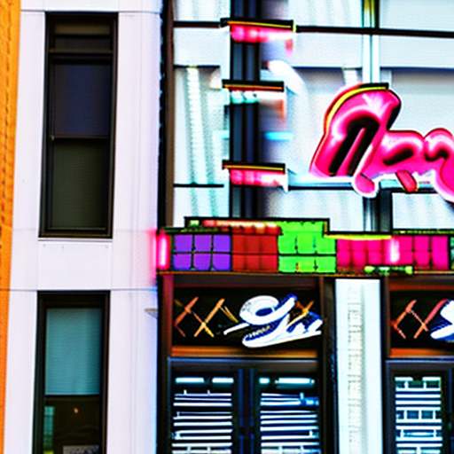 A cinematic photo of a stylish storefront for "miraveo", featuring a prominent black basketball with the "mrvo" logo in white. The storefront is decorated with street art, vibrant colors, and hip-hop elements from the 90s. The sign reads "miraveo" in bold letters. Neon lights illuminate the scene, reflecting the energetic spirit of street sports like basketball and skateboarding. Created using: canon eos r5, high contrast, fisheye lens, neon lighting, urban street art, 90s hip-hop influence, vibrant colors, dynamic composition, hd quality, natural look --ar 16:9 --v 6. 0odern style house overlooking the ocean, daylight, indirect lighting, ad magazine, frank lloyd, eames, mies van der rohe