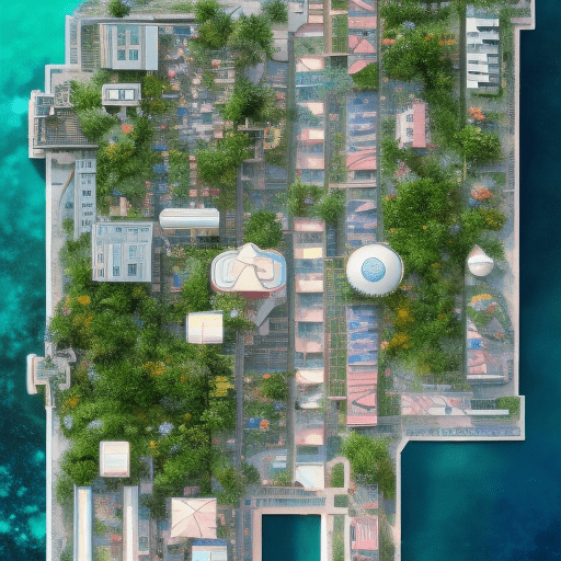 A a beachfront, pictures of beautiful urban backgrounds where space plants grow in hyperrealistic, cinematic, rich colors and pastel tones. You have to be symmetrical, creative, and feel like a greek mural, add glittering stars and planets, geometrically, completely left-right symmetrical, the composition, color, and cinematic expression are wes anderson style
