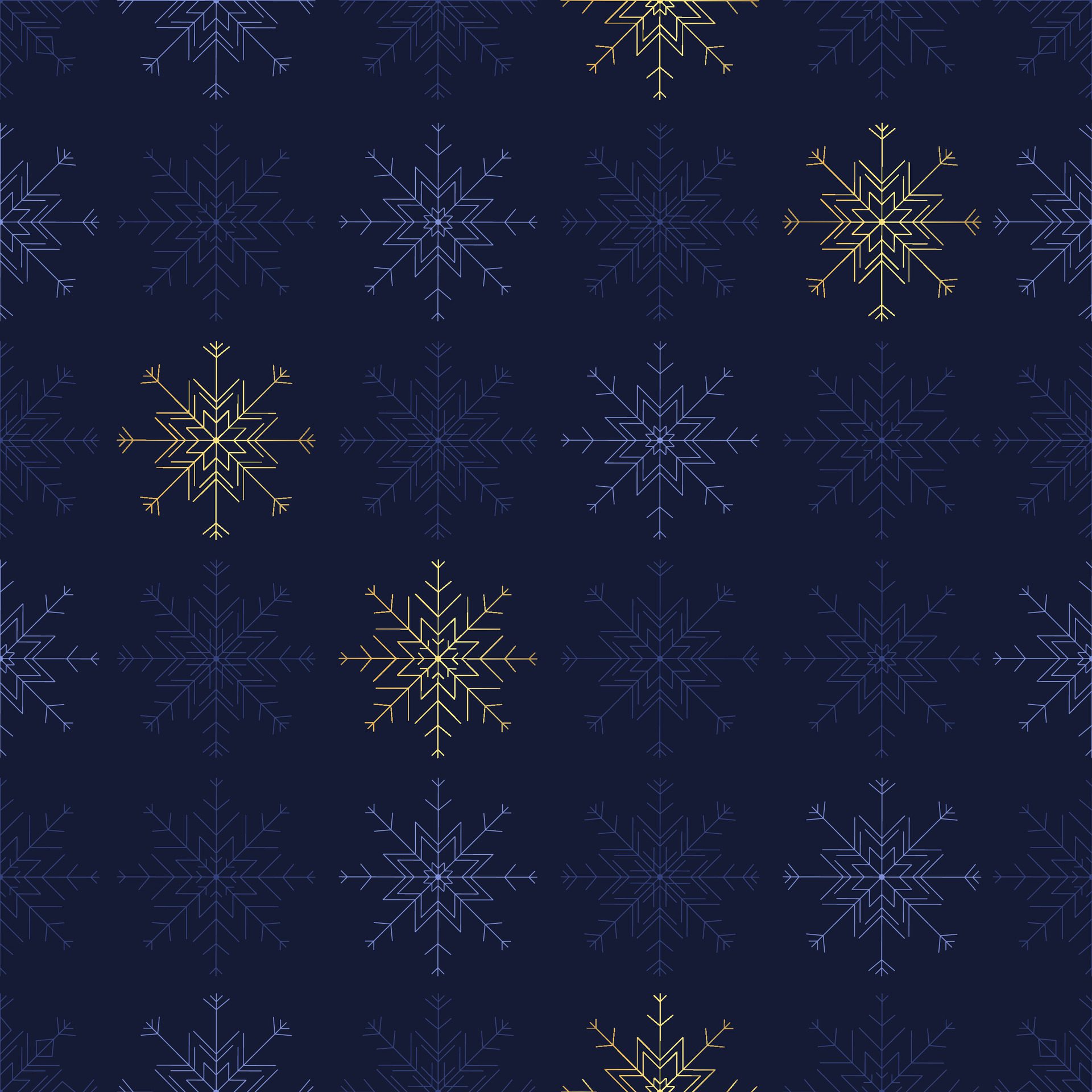 Seamless-snowflake-pattern-in-blue-and-gold-snowflake-line-geometric-shapes-ideal-for-winter-and-christmas-themed-designs-not-ai-generated-free-vector