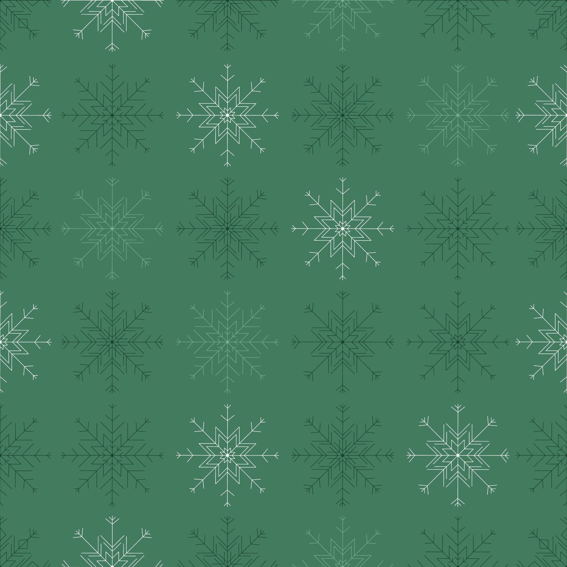 Seamless-snowflake-pattern-in-green-snowflake-line-geometric-shapes-ideal-for-winter-and-christmas-themed-designs-not-ai-generated-free-vector