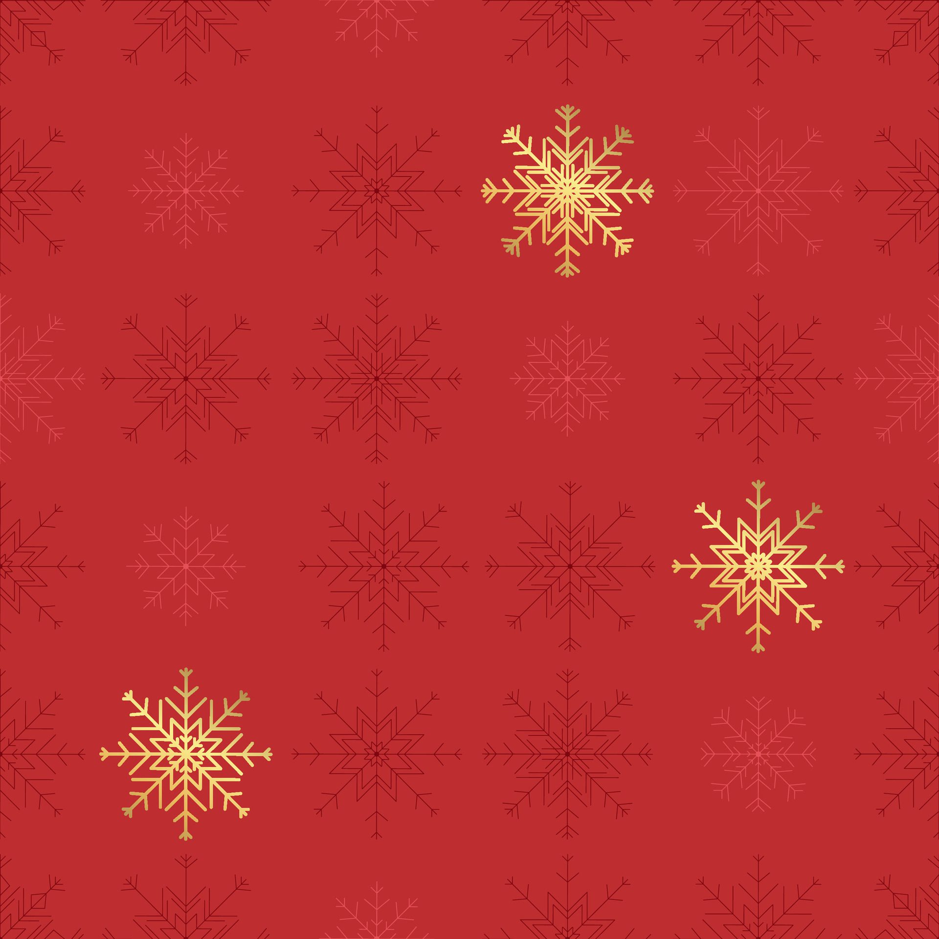 Seamless-snowflake-pattern-in-red-and-gold-snowflake-line-geometric-shapes-ideal-for-winter-and-christmas-themed-designs-not-ai-generated-free-vector