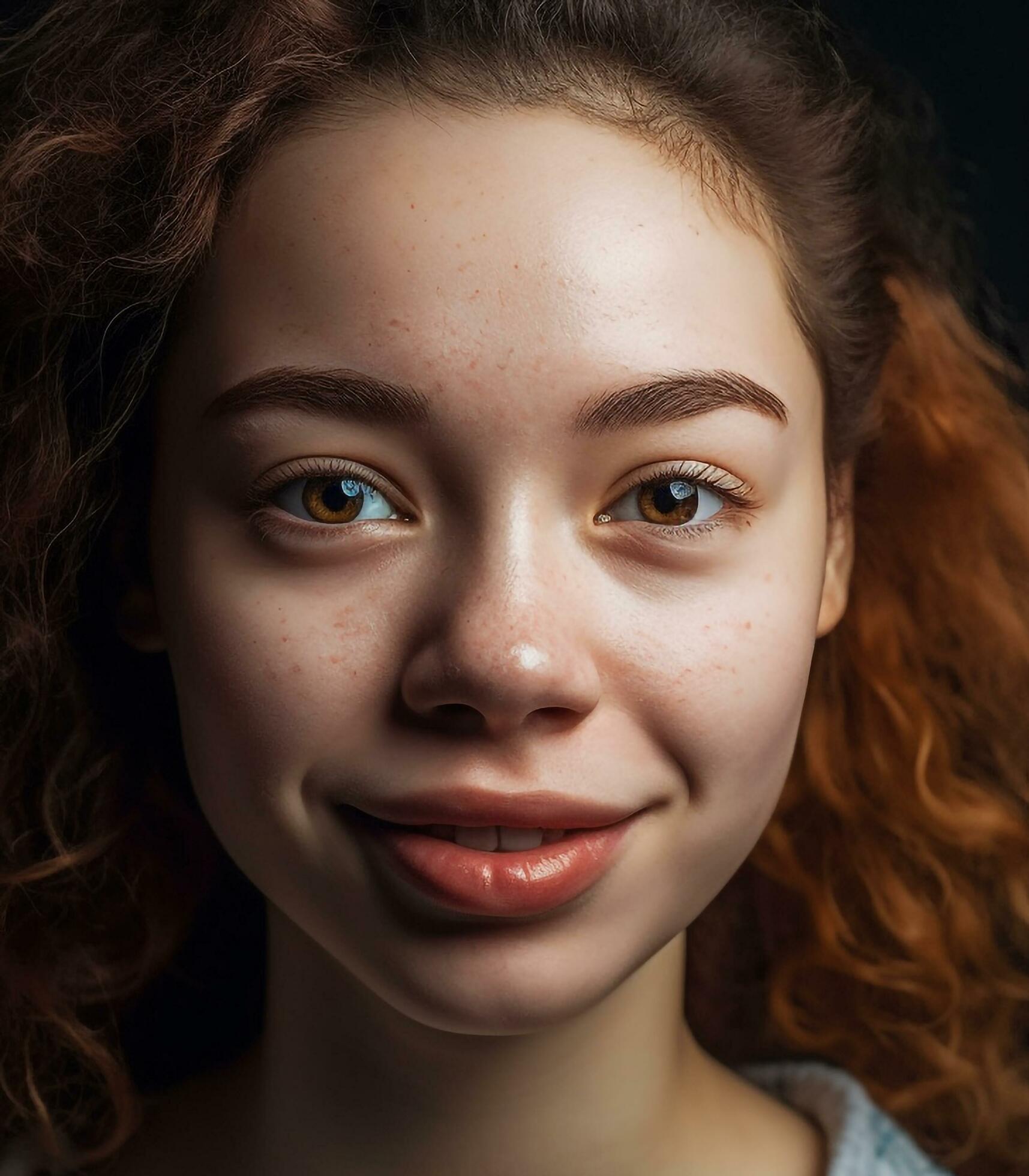 Smiling-caucasian-woman-with-cute-brown-hair-looking-at-camera-generated-by-ai-free-photo