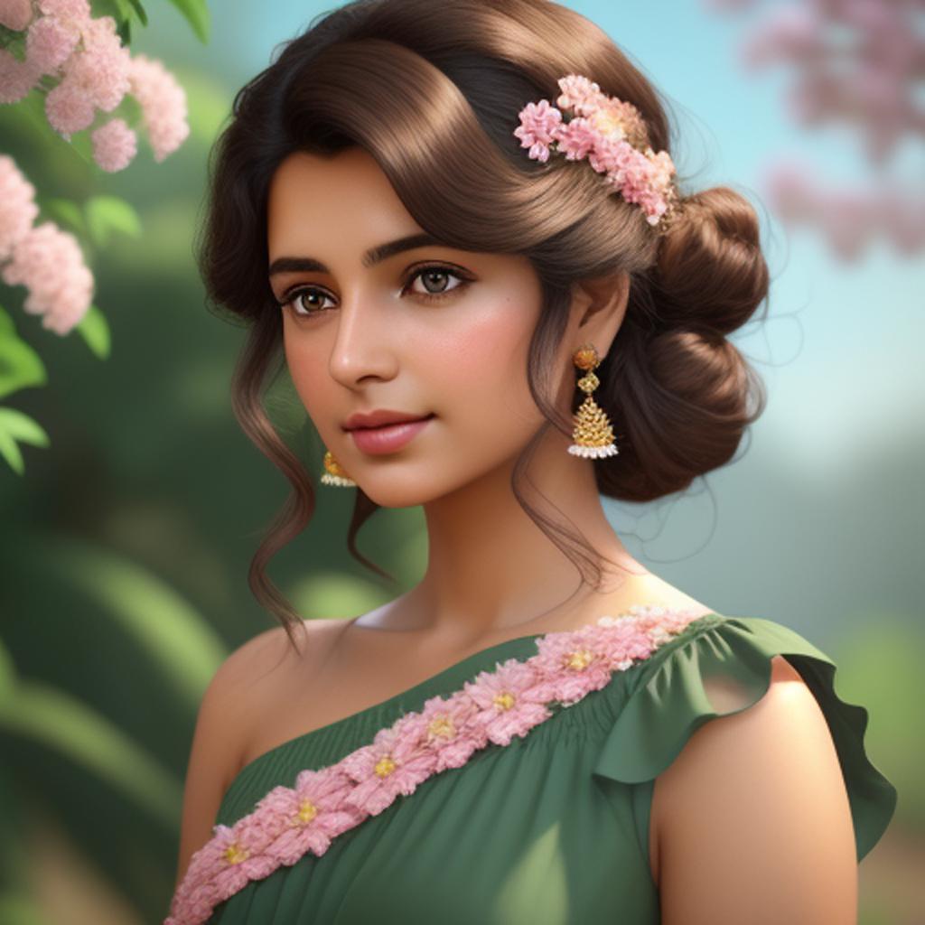 Dark brown medium hair, by @ai_generated