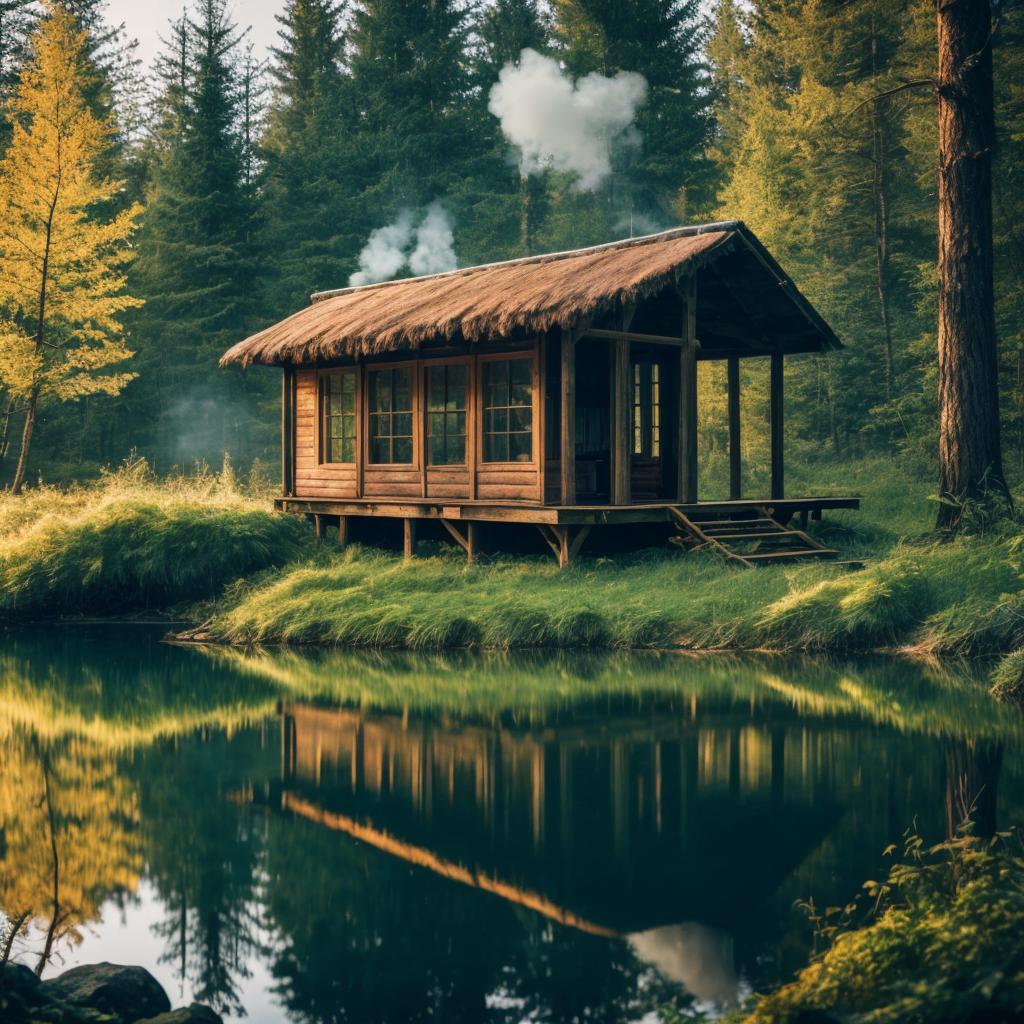 Eine hütte auf einer by @ai_generated