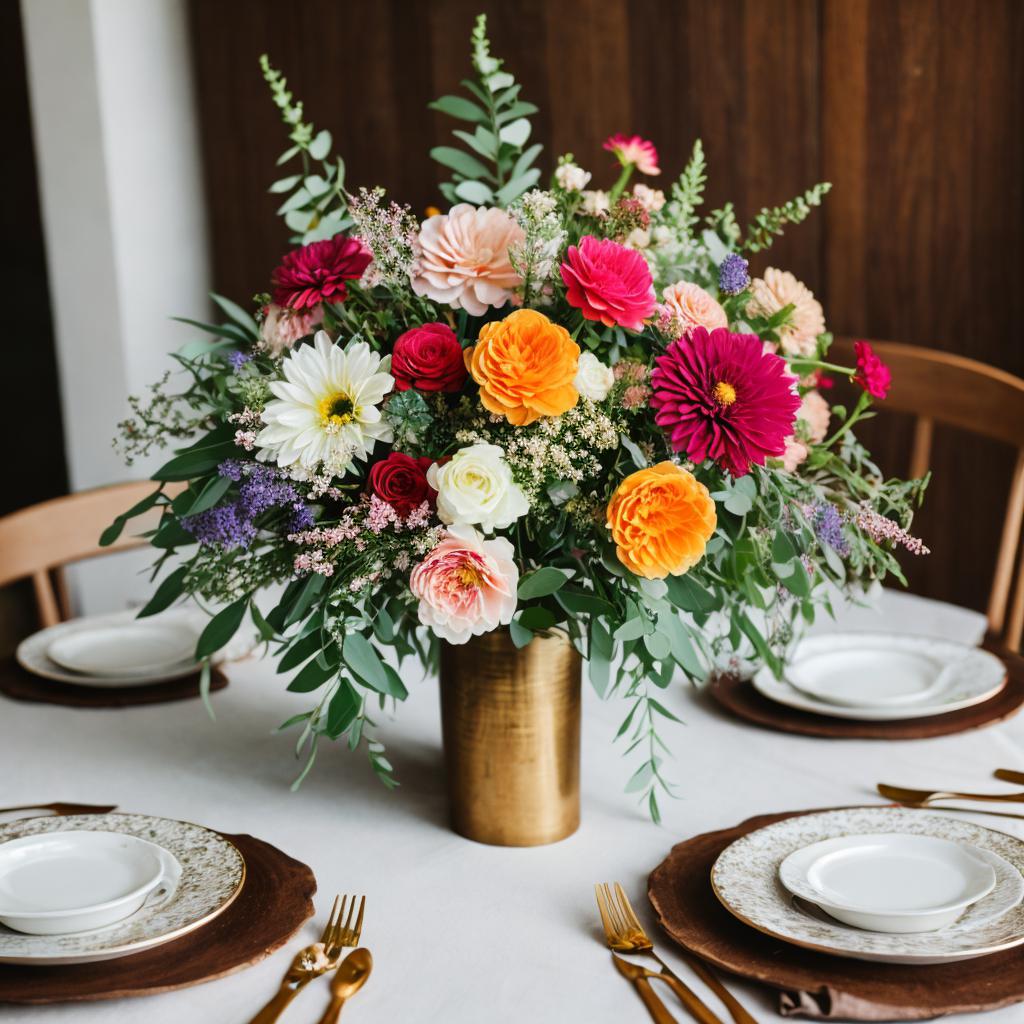 Mesa con flores by by @ai_generated