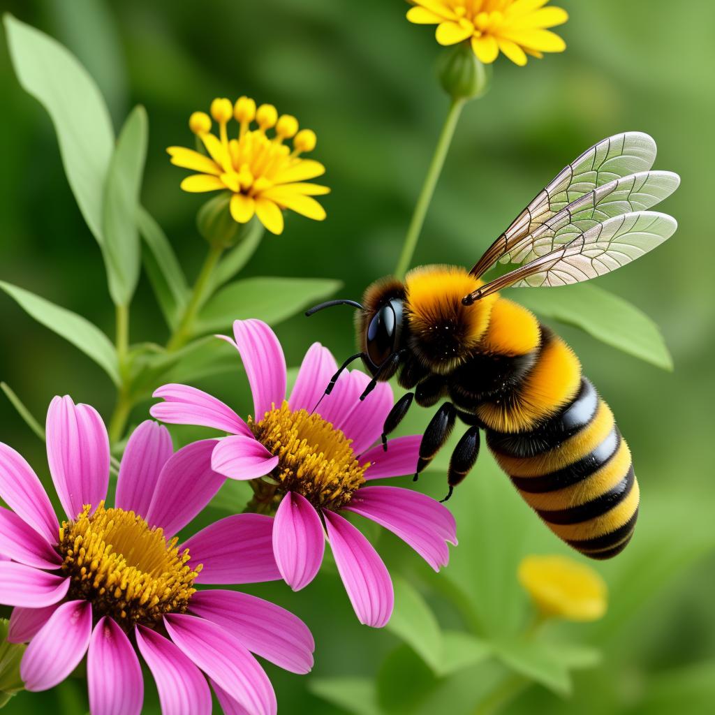 Flowers, pollination, bees , by @ai_generated