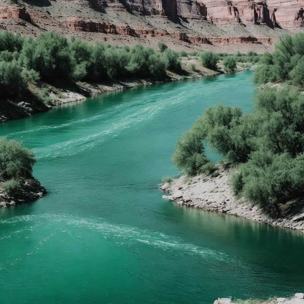 Dark green river water by @ai_generated