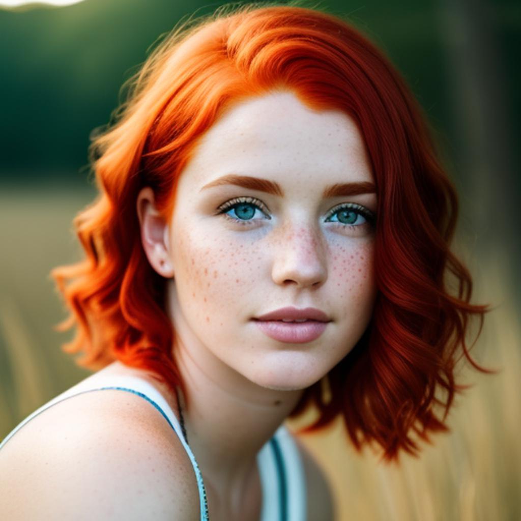 Red head freckled nature by @ai_generated