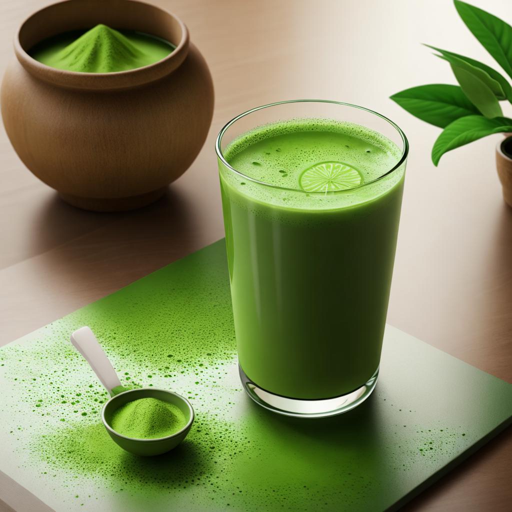 Matcha drink hyperrealism,realistic lighting,highly by @ai_generated