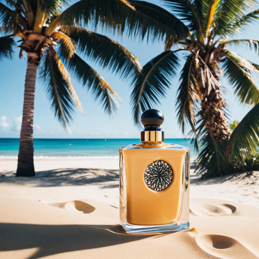 Schwarze parfümflasche im sand by @ai_generated