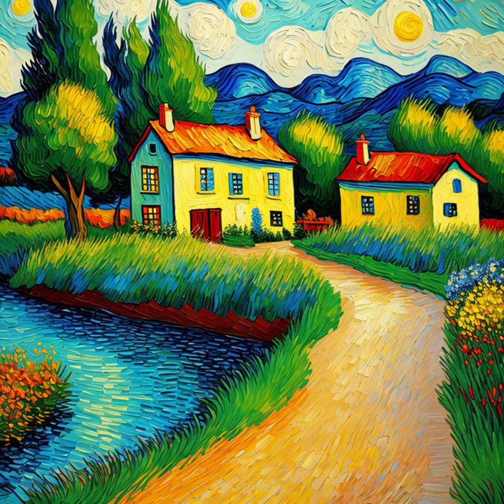 Cartoon impressionism,oil painting,van gogh by @ai_generated