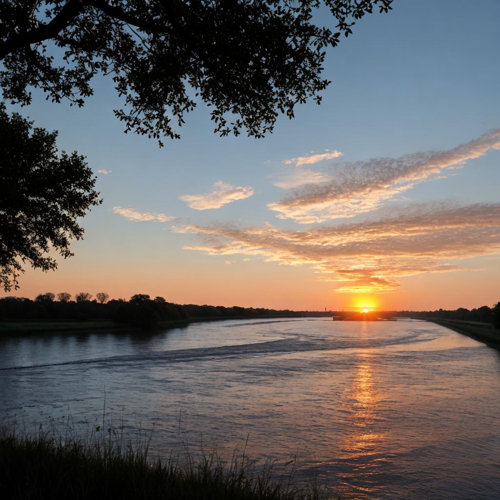 Mississippi river sunrise from by @ai_generated
