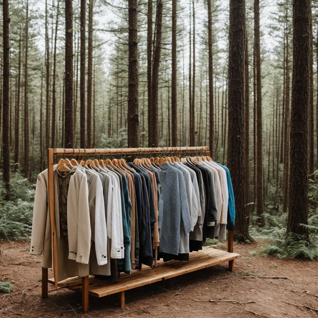 Nachhaltige kleiderständer im wald by @ai_generated