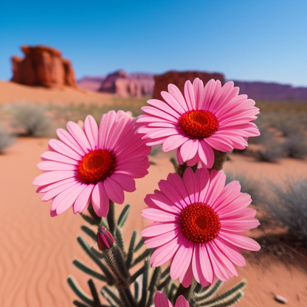 Desert pink flowers by by @ai_generated