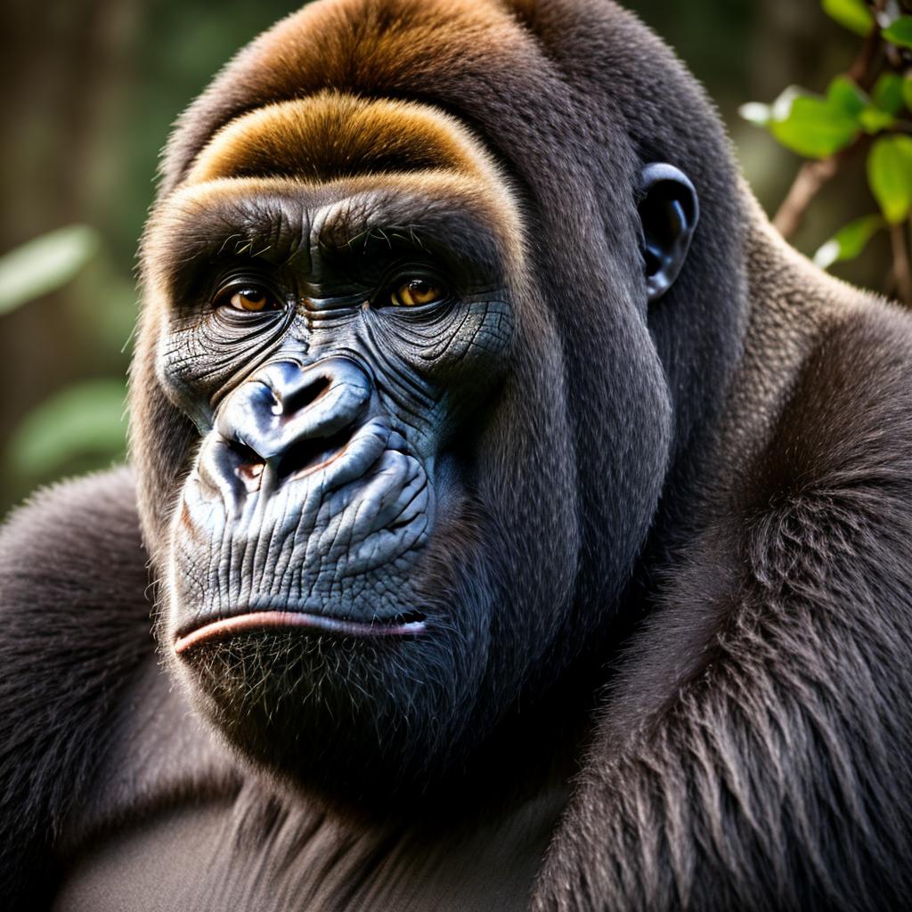 Gorilla portrait photography,realistic face,natural by @ai_generated