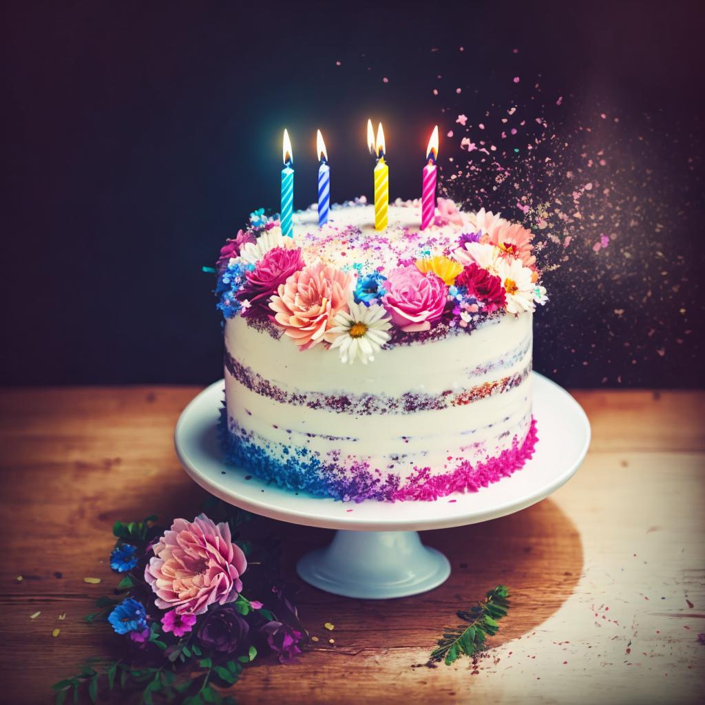 Birthday cake, flowers brush by @ai_generated
