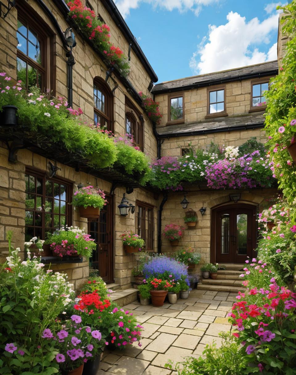 Yorkshire courtyard garden with by @ai_generated