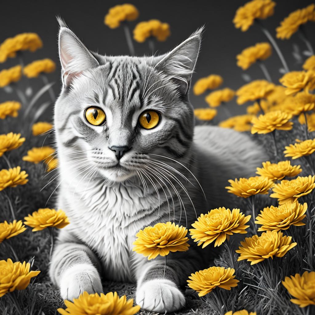 Graue zierliche katze mit by @ai_generated