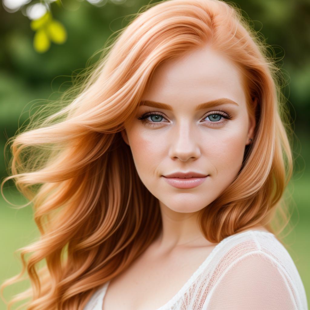 Strawberry blonde hair portrait by @ai_generated