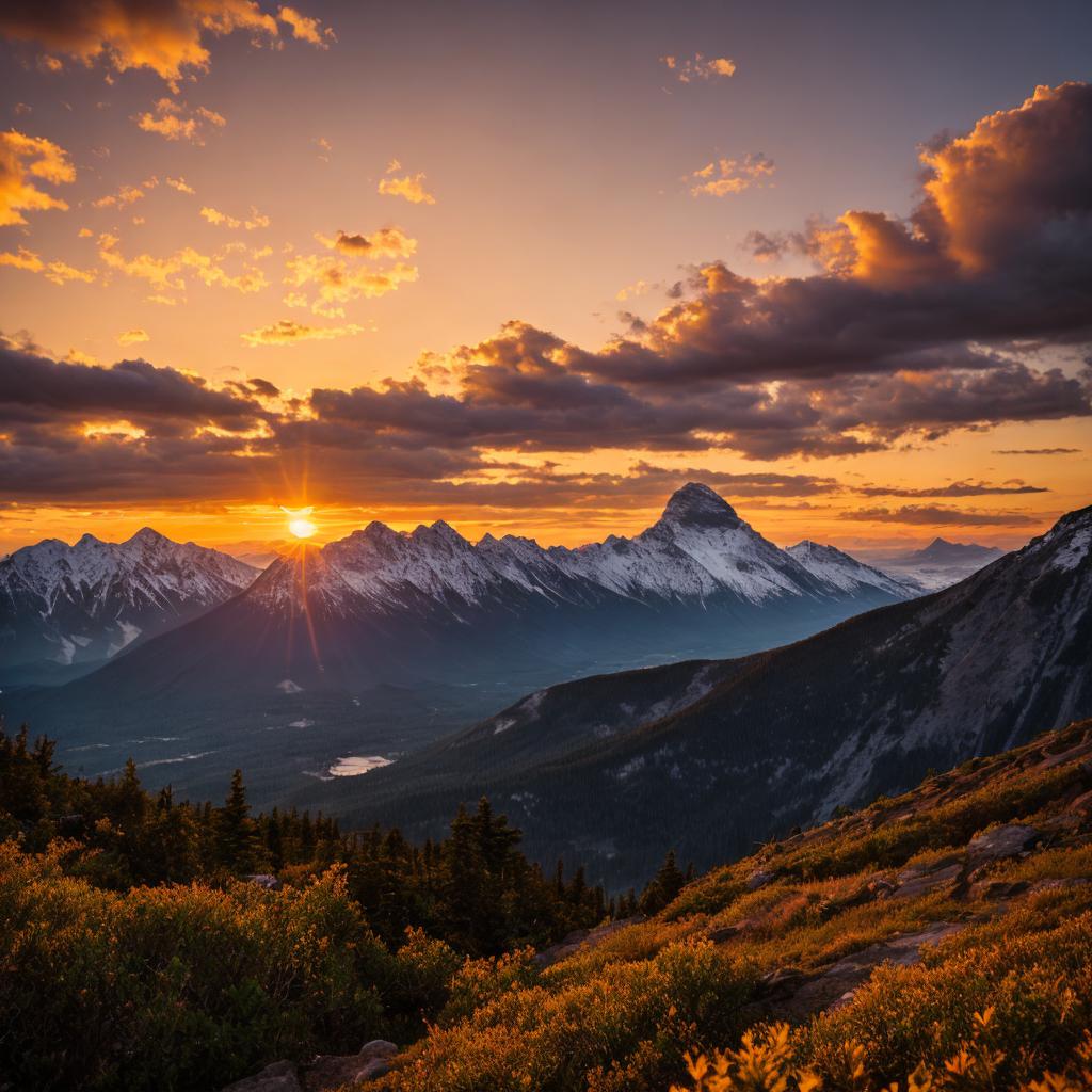 Gunung golden sunset by by @ai_generated