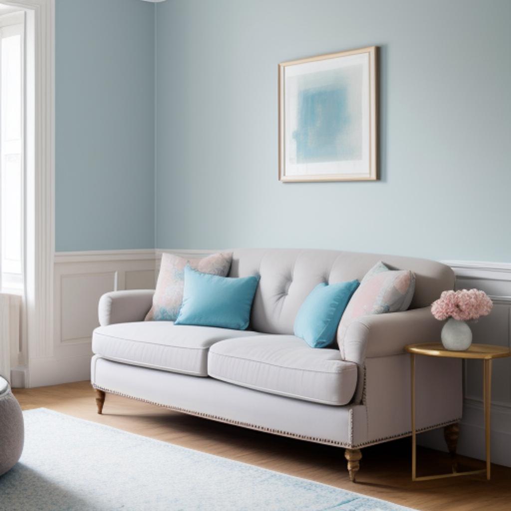 Background, pastel blue, sitting by @ai_generated