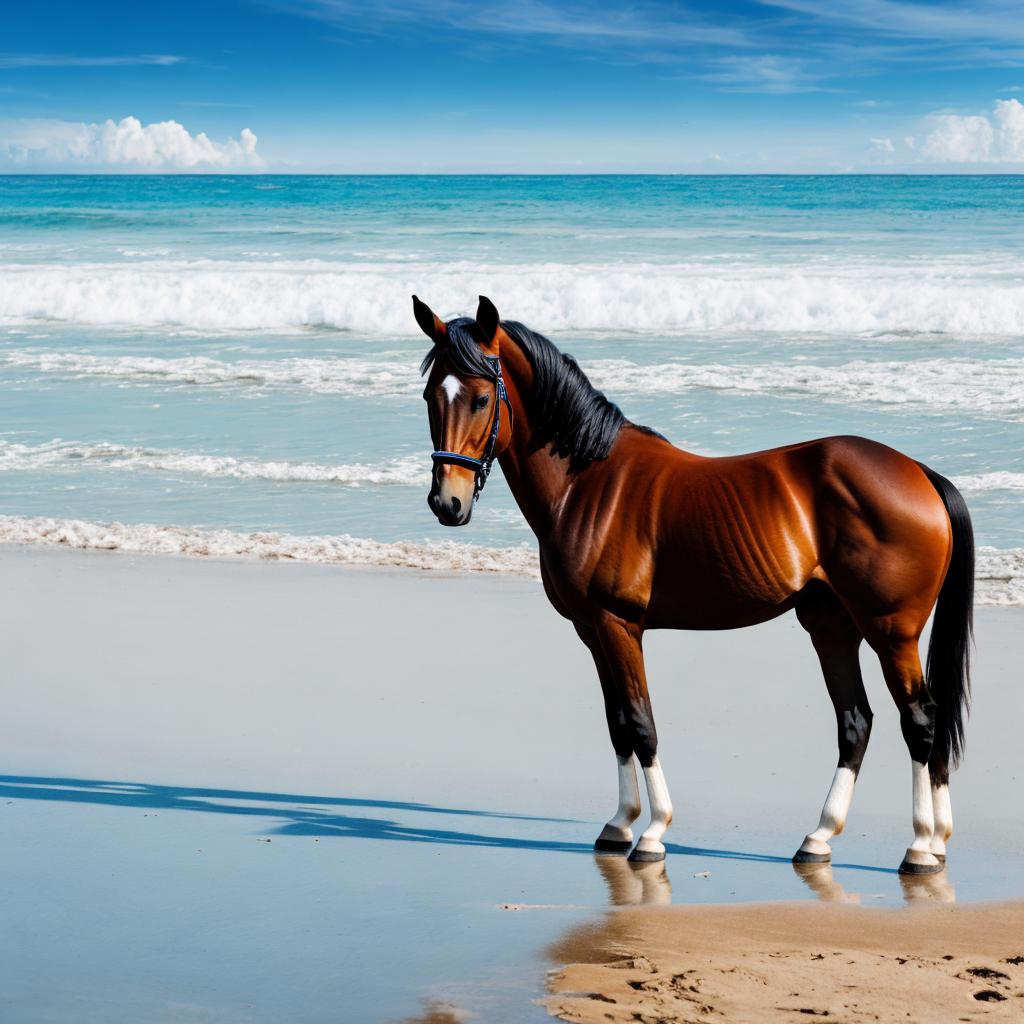 Strand mit einem pferd by @ai_generated