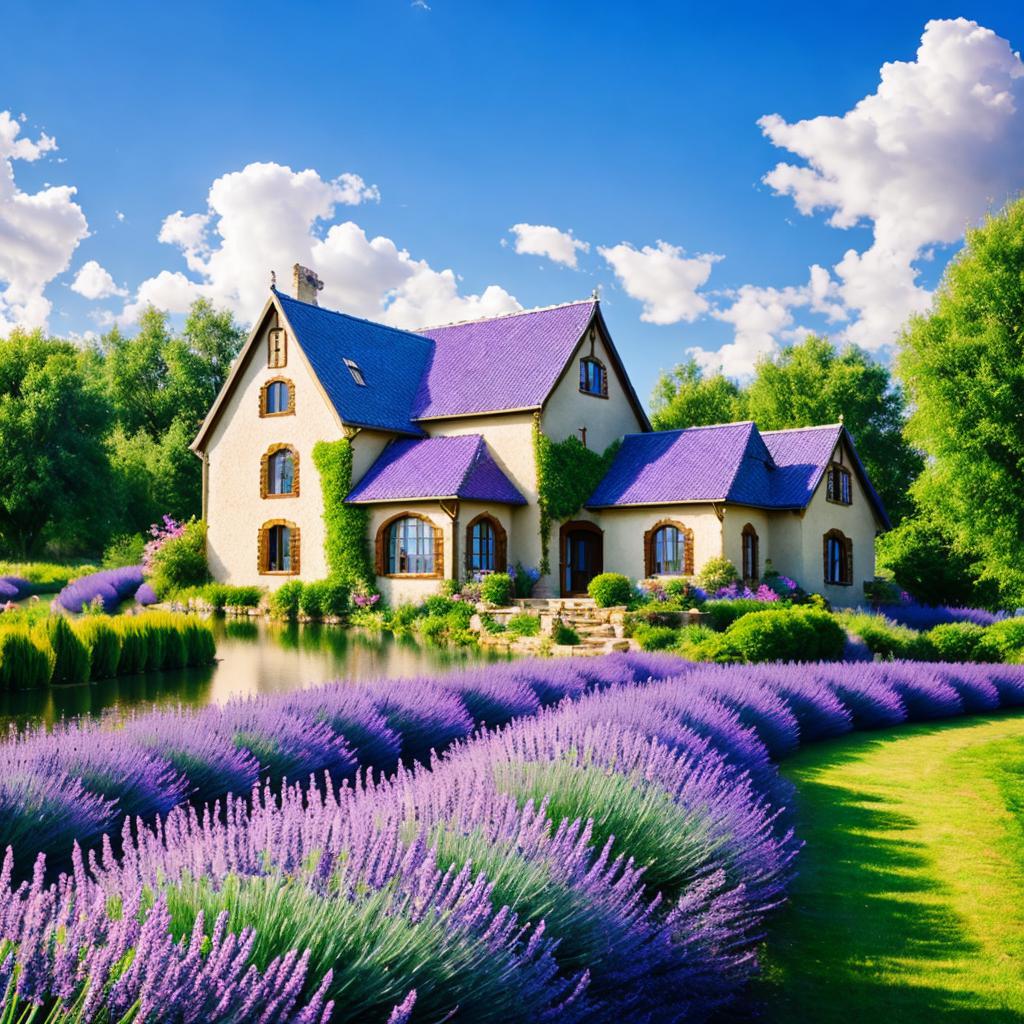 Fairytale house dreamy clouds,peaceful by @ai_generated
