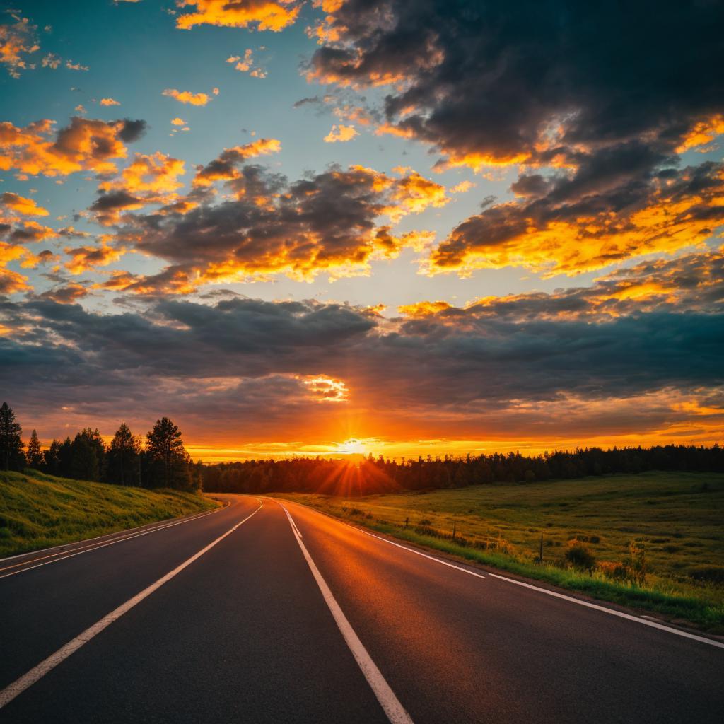 Background, sunset on a by @ai_generated