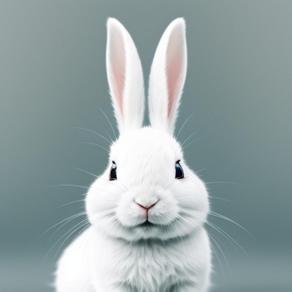 White rabbit facing forward by @ai_generated