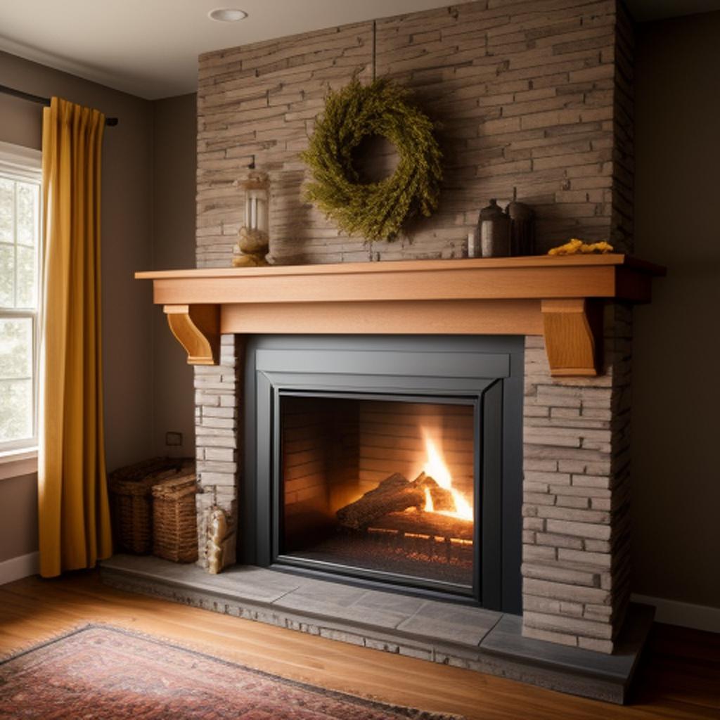 Background, a fireplace. By by @ai_generated