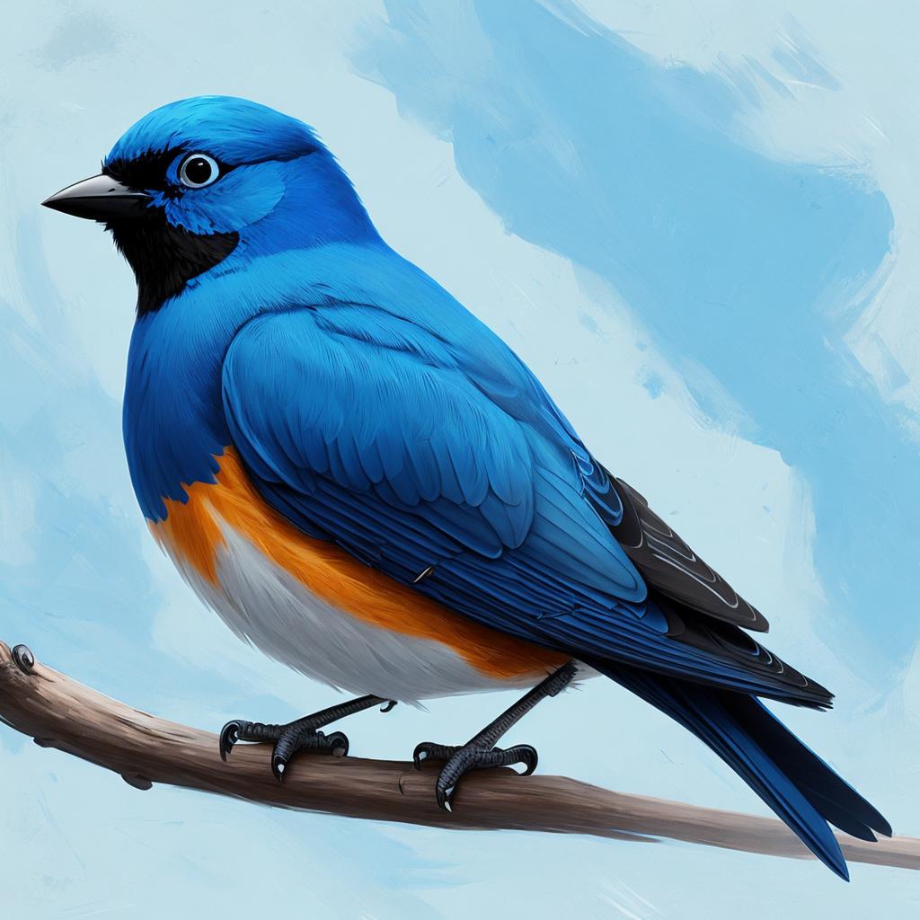 Blue bird cartoon digital by @ai_generated
