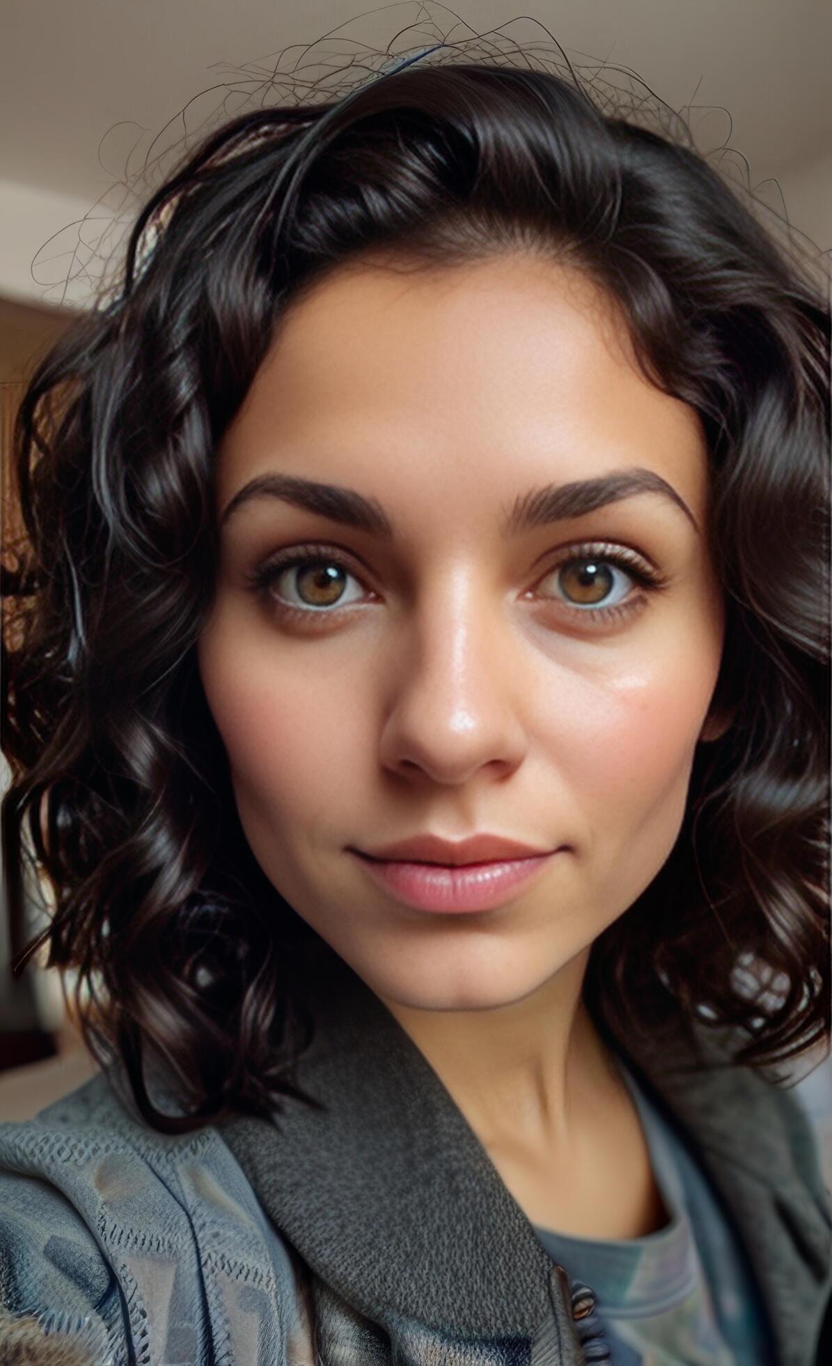 Curly-hair-woman-beautiful-selfie-and-fair-skin-free-photo