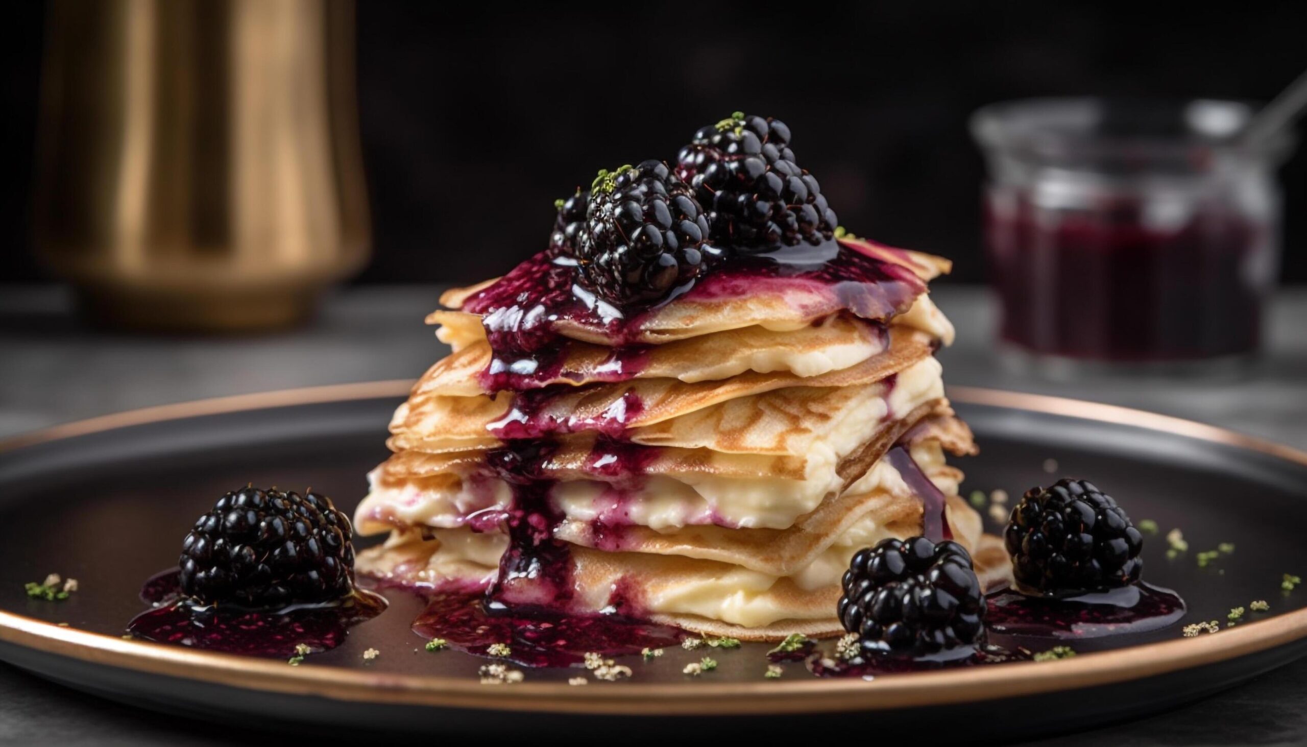 Freshly-cooked-pancakes-with-mixed-berry-sauce-generated-by-ai-free-photo