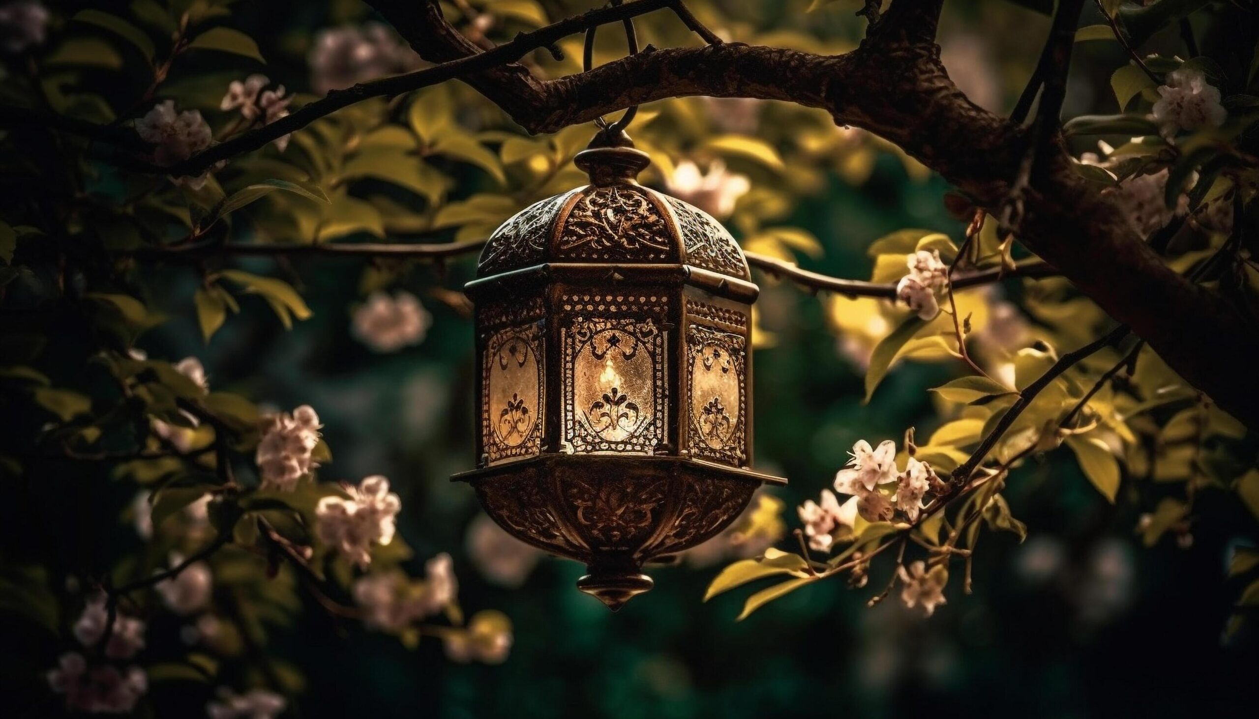 Glowing-lantern-illuminates-nature-elegance-in-ramadan-celebration-generated-by-ai-free-photo