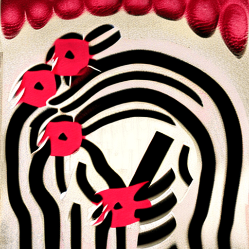 A photo and mixed media image of digital symmetry line and smudging artwork of a woman with a modern, abstract design of straight lines and circles and paint splats. She is depicted with a side profile, her face partially obscured by the straight lined patterns that resemble stylized hair and a headpiece. These patterns are in shades of red and black with fine silver lines and circles that create a striking contrast. A smudged misty chalk over lay adds a gothic effect the woman's facial features are unconventional, haunting gothic, and delicately rendered, with a dark expression and subtle makeup. Sharp focus diffuse light vray behance hd bokeh 8k resolution intricate details, hdr, beautifully shot, hyperrealistic, sharp focus, 64 megapixels, perfect composition, high contrast, cinematic, atmospheric, moody abstract vector fractal, wave function, zentangle, 3d shading