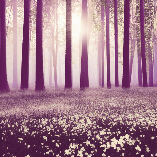 Forest with trees and white flowers 8k ultrarealistic