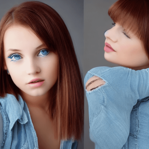 A charming girl with blue eyes and middle height hair cut
