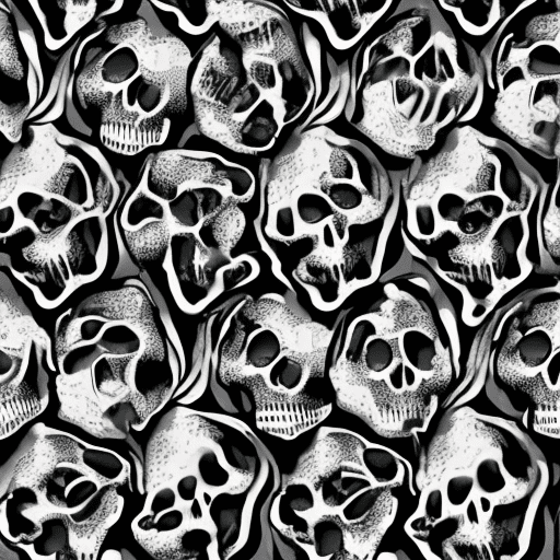 Create A Striking 2D Black And Whiteof Gently Flowing Water. Black Background, Water Only On The Below Part Of The Image, Giving A Sense Of Flowing. Little Skulls With A Tooth Shaped Floating Prompthero Prompt 12651C6B5Ec Create a striking 2d black and whiteof gently flowing water. Black background, water only on the below part of the image, giving a sense of flowing. Little skulls with a tooth shaped floating