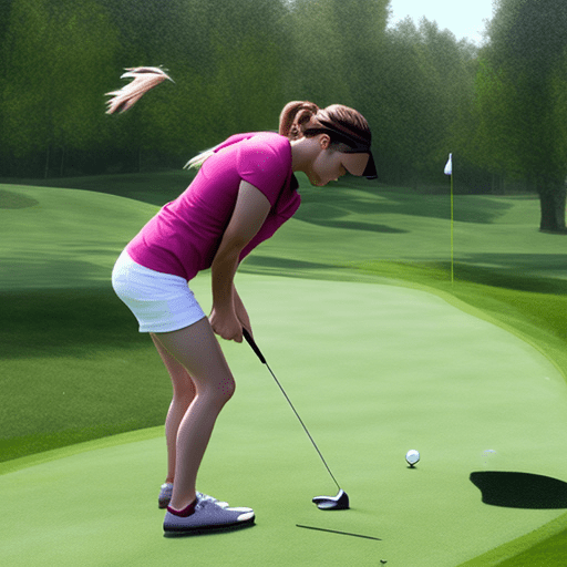 Photo of a ultra realistic emma watson, playing golf, sun raises